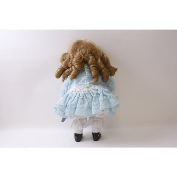 House of Global Art, 16" Doll, Dressed, Blue White Lace Dress, Black Shoes, - Picture 3 of 5